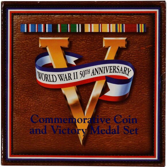 World War II 50th Anniversary Commemorative Coin and Victory Medal Set - Picture 4 of 4